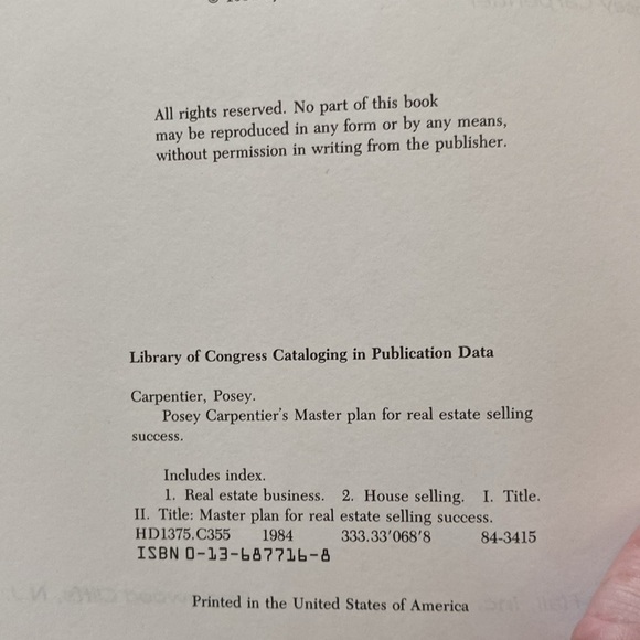 MASTER PLAN FOR REAL ESTATE SELLING SUCCESS Posey Carpenter Vintage HB EUC - Picture 6 of 12